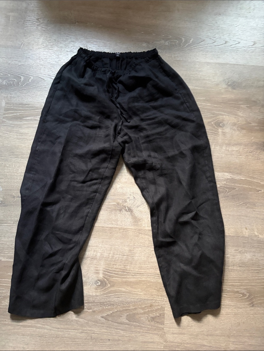 J. Crew Women's Black Elastic-Waist Linen Joggers